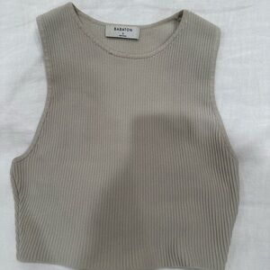 Babaton Taupe Ribbed Tank Top